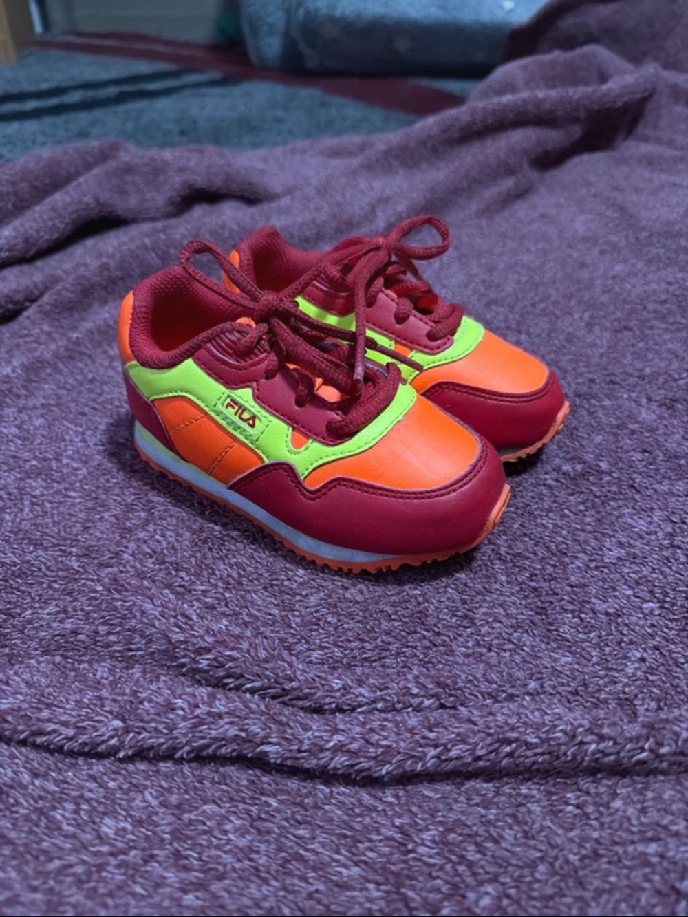 Fila Kids Orange, Burgundy & Lime Lightweight Sneakers